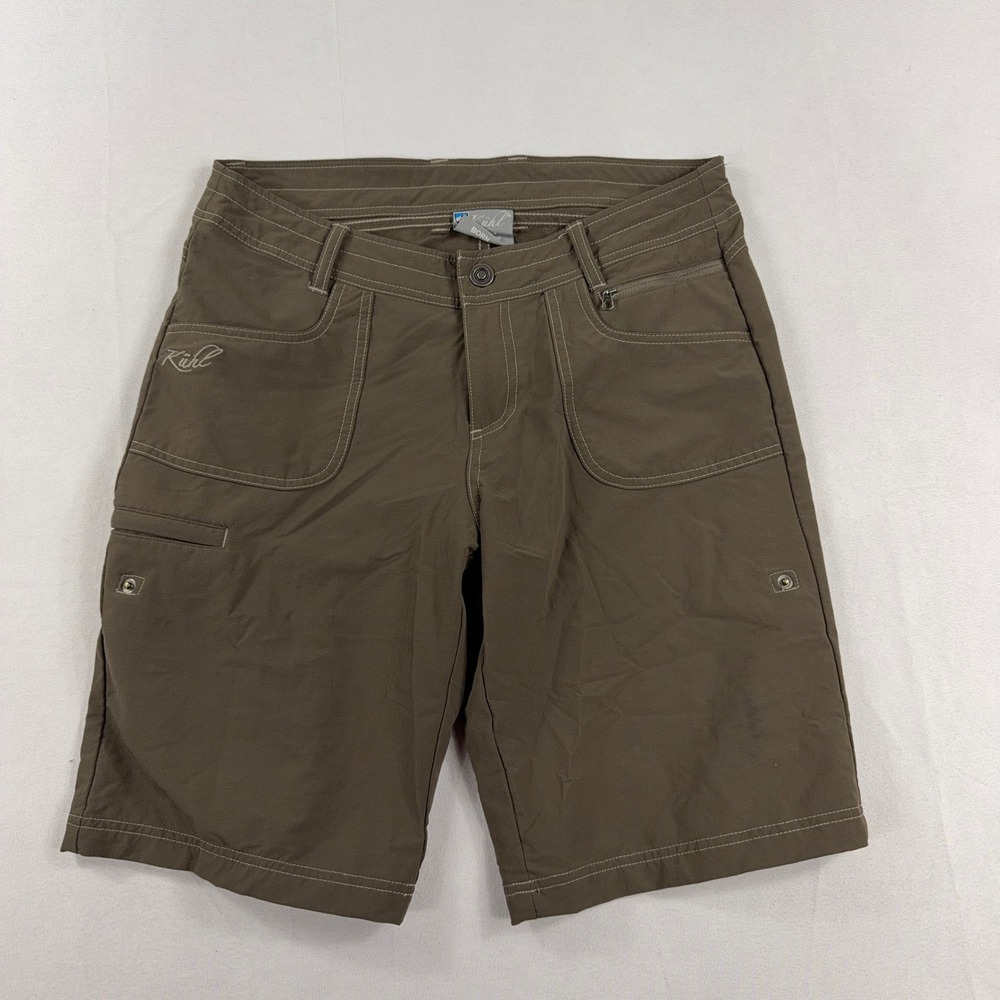 Kuhl Hiking Shorts Splash Stretch Utility Cargo Pockets Brown Womens Size 8
